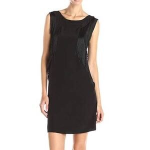 Rebecca Taylor Black Silk Fringe Western Dress Small Women’s Boho Festival Chic‎